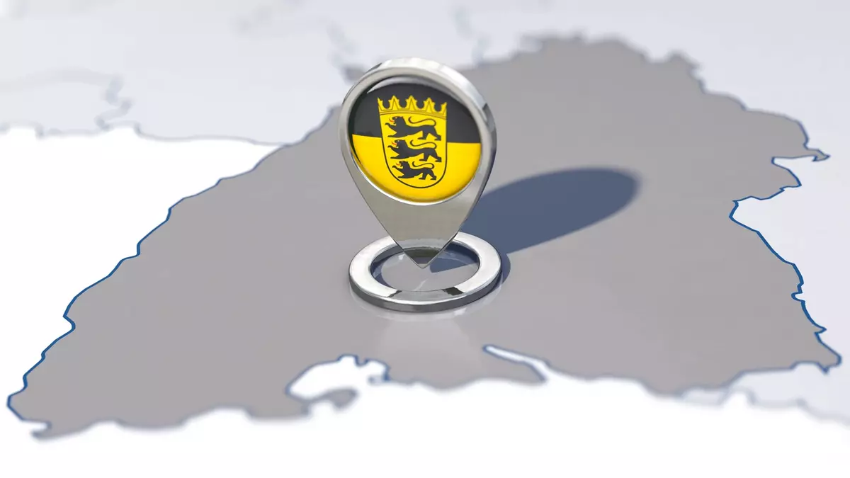 Umriss des Landes Baden-Württemberg mit Landeswappen. Foto: Adobe Stock | bluedesign Umriss des Landes Baden-Württemberg mit Landeswappen. Foto: Adobe Stock | bluedesign